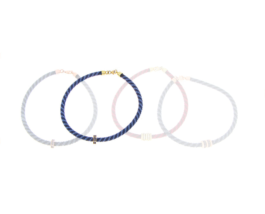 Rope bracelets with gold and diamonds