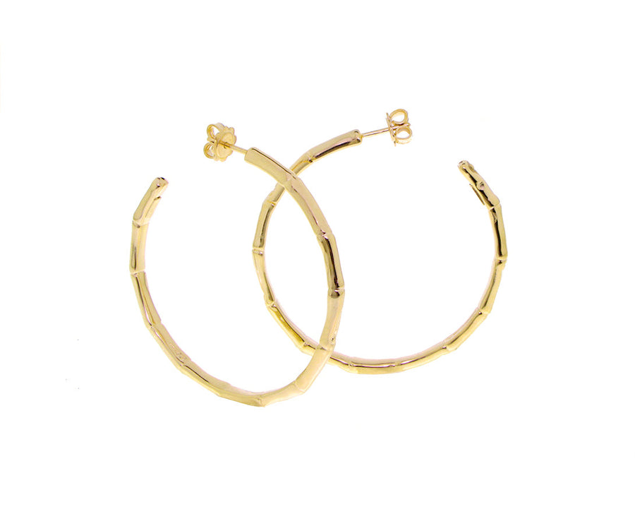 Yellow or rose gold large bamboo hoops