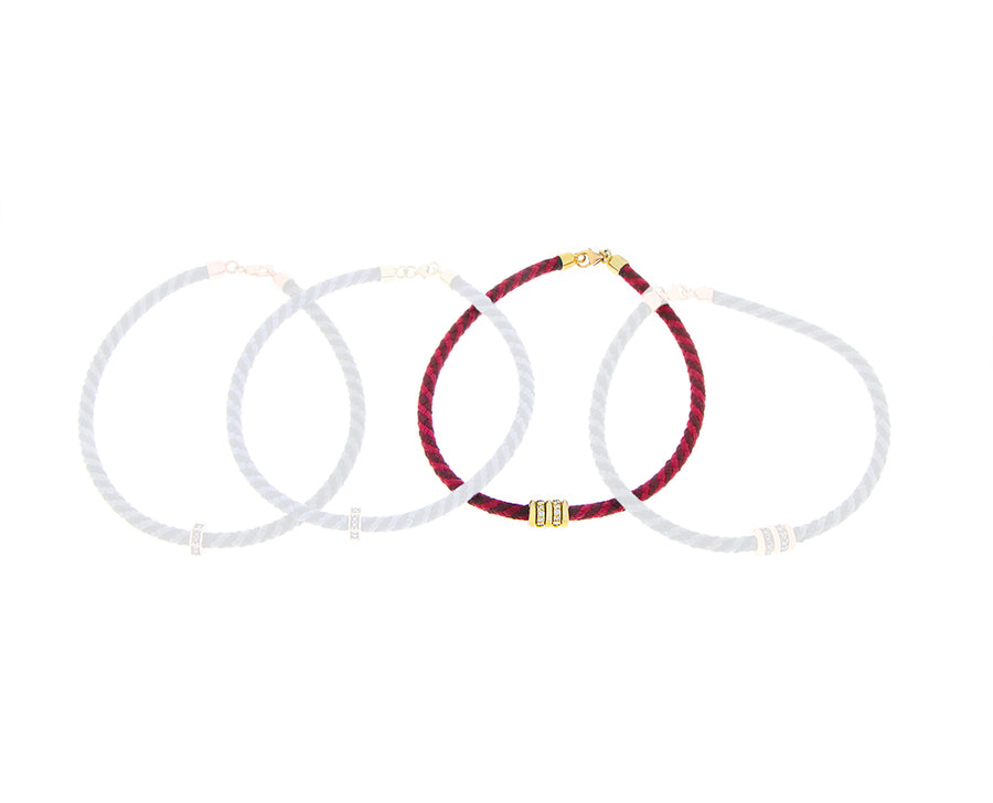 Rope bracelets with gold and diamonds
