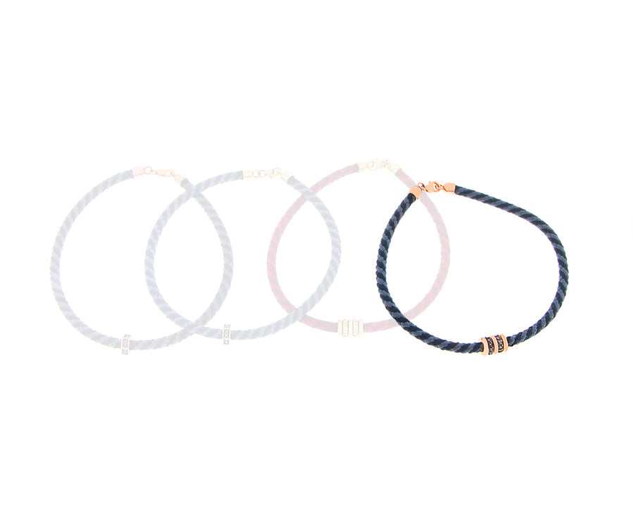 Rope bracelets with gold and diamonds