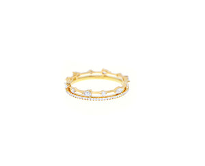 Yellow gold and diamond double ring