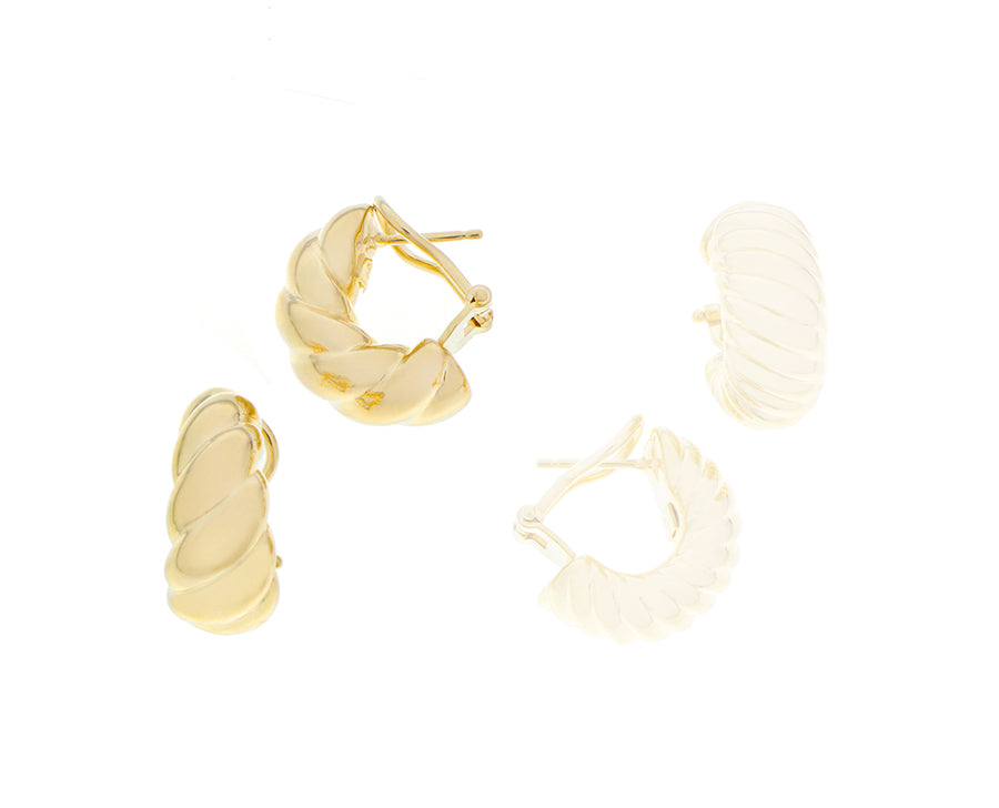 Yellow gold twisted hoops