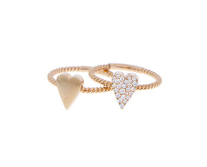 Rose gold ring with a diamond or solid gold heart charm