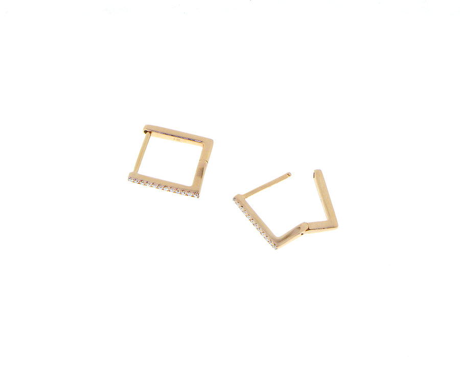 Rose gold and diamond square hoops