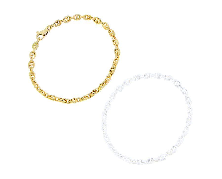 Yellow gold and white gold chain bracelet