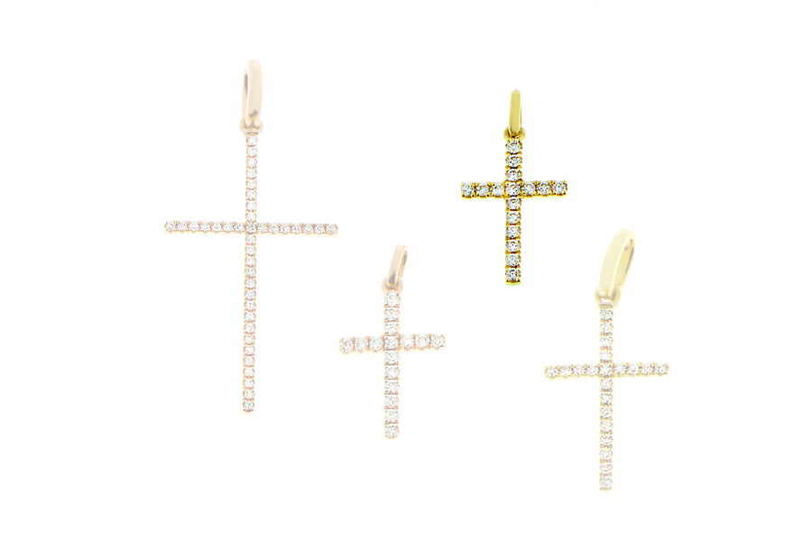 Yellow and rose gold cross pendants