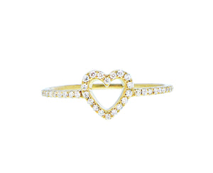 Yellow gold and diamond heart ring