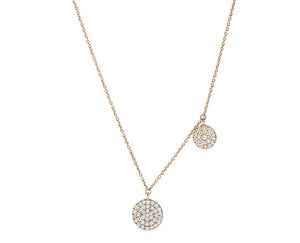 Rose gold necklace with two pave set rounds