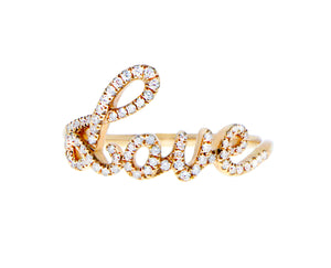 Rose gold LOVE ring with diamonds