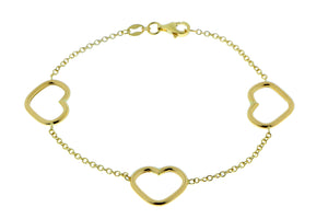 Bracelet with three open hearts