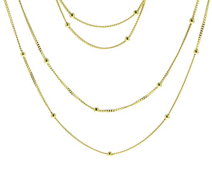 Yellow gold double necklace with small balls