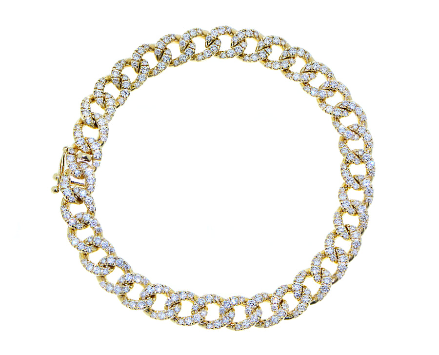 Yellow gold link bracelet with diamonds
