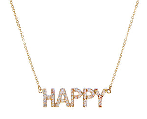 Rose gold necklace with a diamond HAPPY pendant