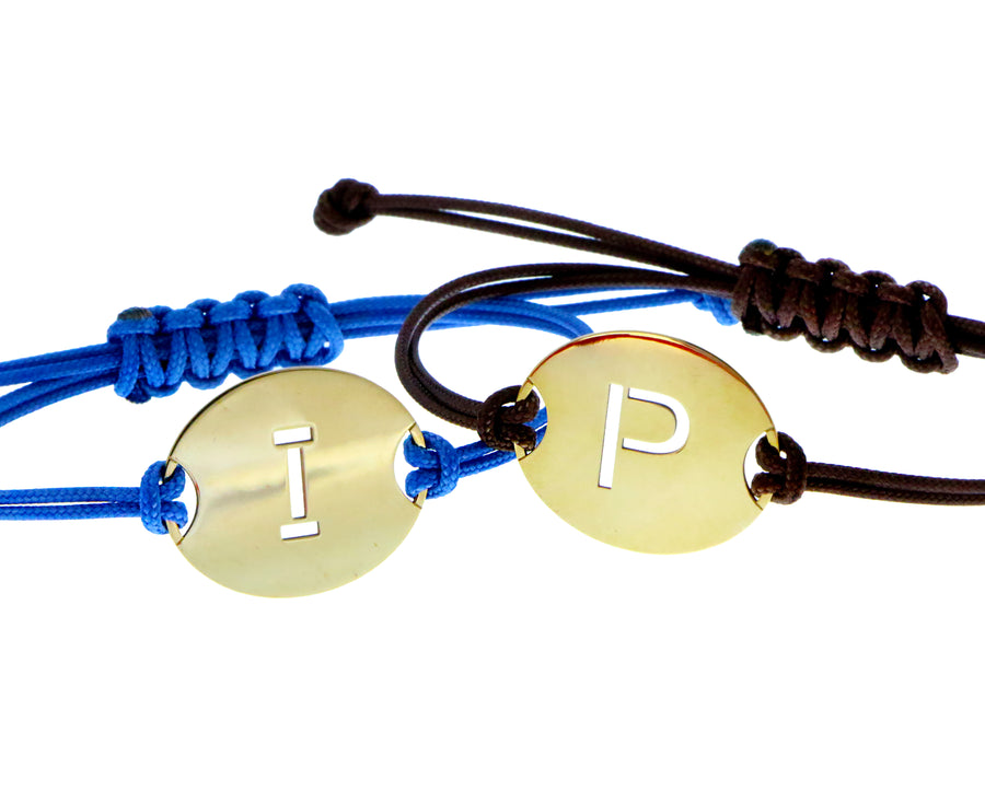 Rope bracelet with coin letter