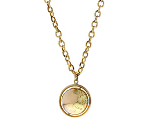 Yellow gold necklace with a globe pendant