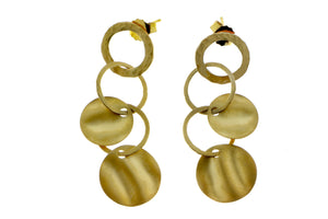 Yellow gold earrings with rings and coins