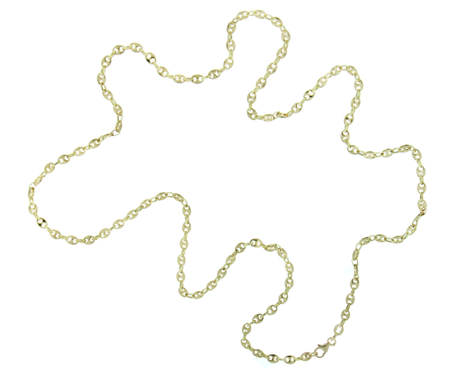 Yellow gold necklace coffee bean link