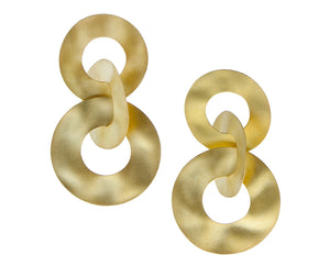 Yellow gold earrings three rings