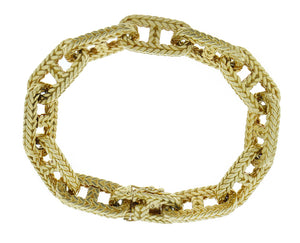 Yellow gold anchor chain bracelet