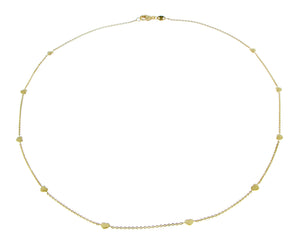 Yellow gold necklace with 10 or 4 heart charms