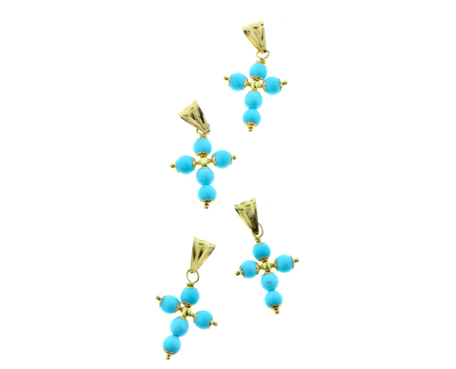Yellow gold coral or turquois pendants