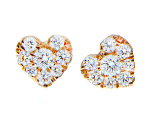 Rose gold and diamond heart earstuds