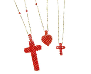 Necklaces with coral bead charms