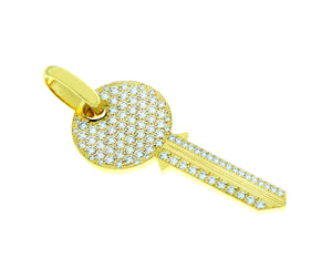 Yellow gold diamond key pendant