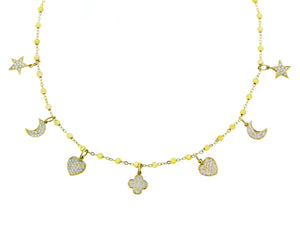 Yellow gold necklace with diamond charms