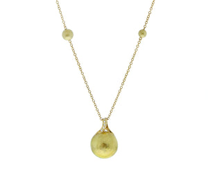 Yellow gold necklace ball pendant with diamond bail