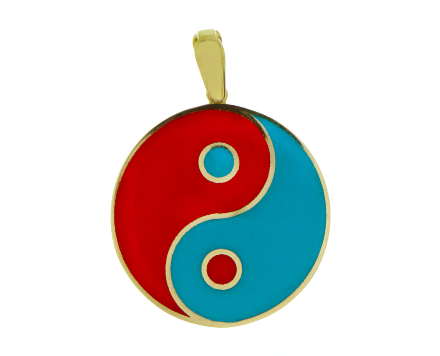 Geelgouden en emaille yin yang hanger