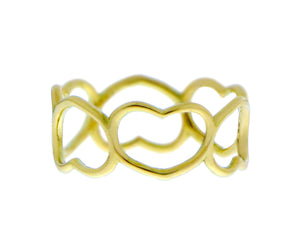 Yellow gold ring hearts