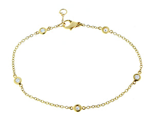 Yellow gold five diamond bracelets