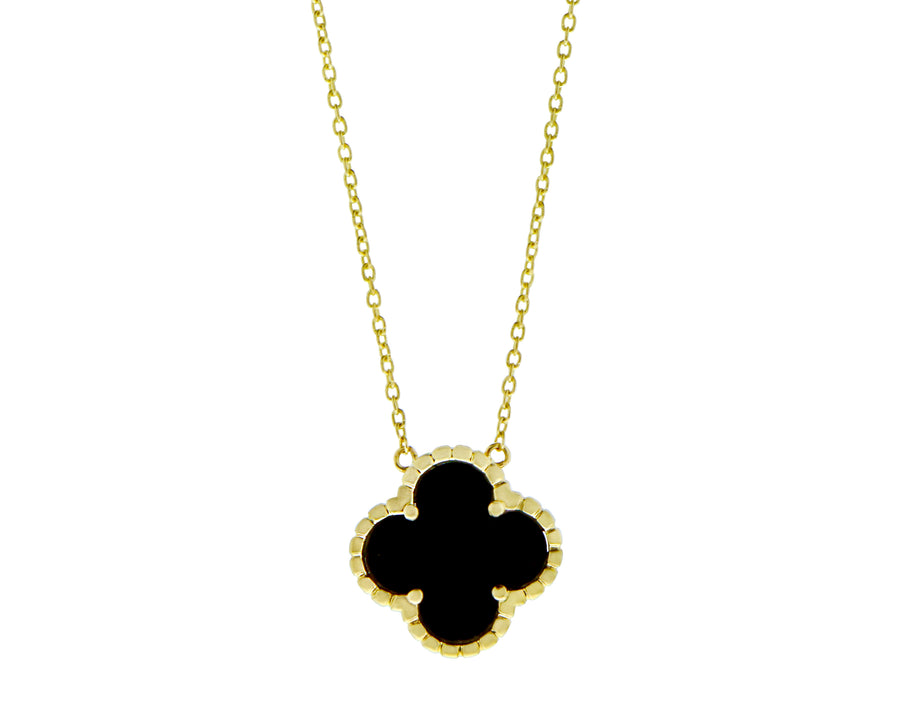 Yellow gold necklace with a clover pendant