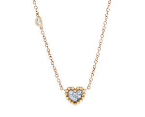 Rose gold necklace with a diamond heart
