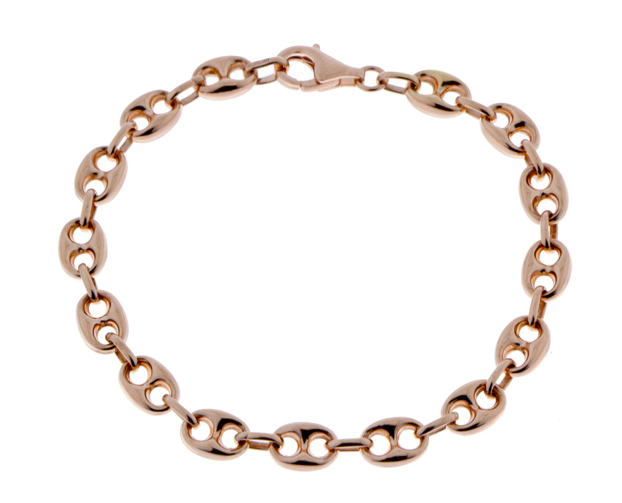 Rose gold coffee bean bracelet with a lobster clasp closure