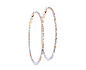 Rose gold and diamond hoop earrings