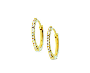 Yellow gold and diamond small hoop earrings
