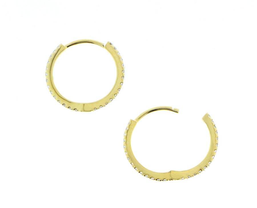 Yellow gold and diamond small hoop earrings