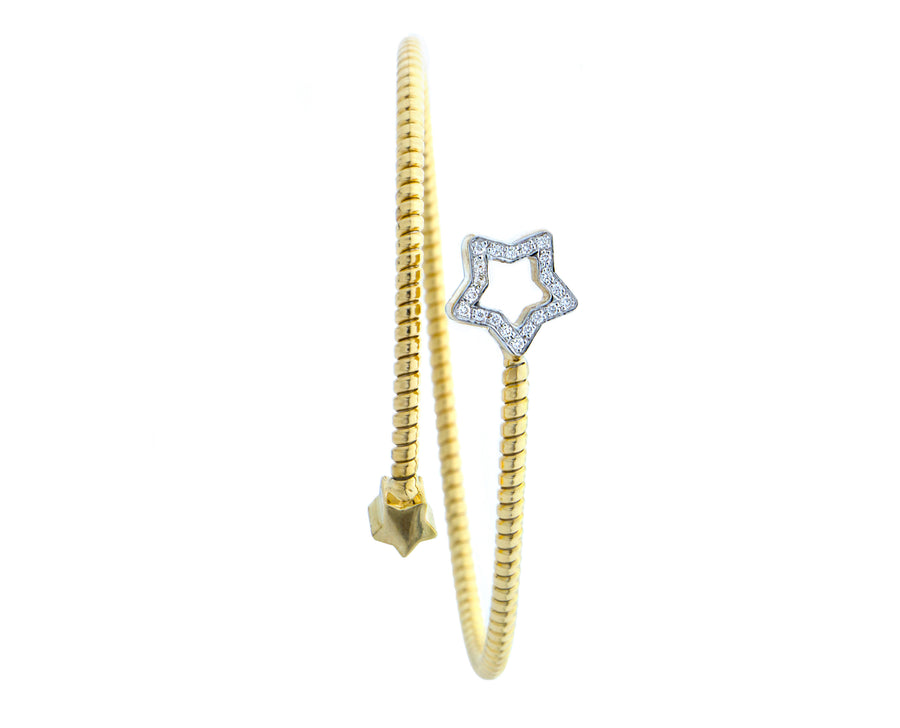 Geelgouden tubo armband met een diamanten ster