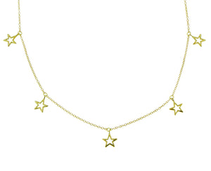 Yellow gold necklace with open star pendants