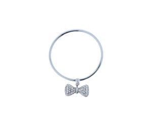 White gold ring with a diamond beau tie charm