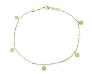 Yellow gold bracelet with 5 coin pendants