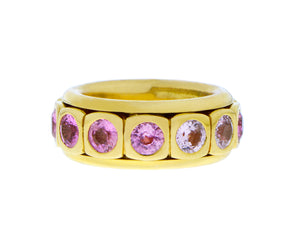Yellow gold ring with pink sapphire 'TANGO'