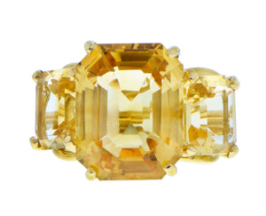 Yellow gold ring with 3 citrines