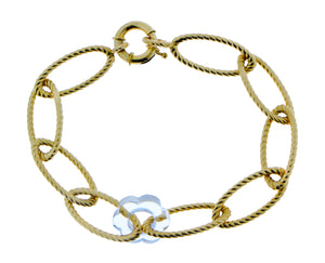 Yellow gold twisted chain bracelet with a flower charm