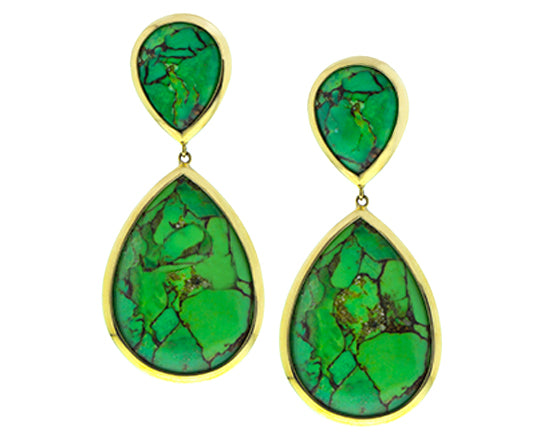 Green copper turquoise earrings