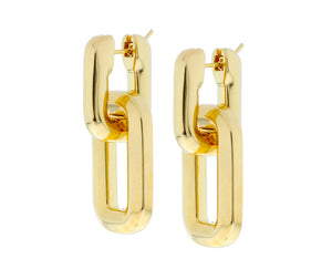 Yellow gold square earrings with pendants