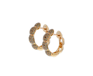 Rose gold hoops with brown diamonds