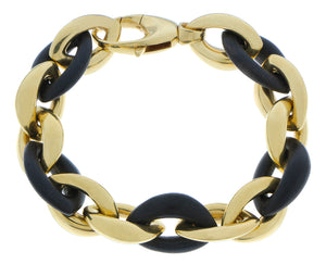 Yellow gold and ebony chain bracelet
